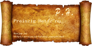 Preiszig Hetény névjegykártya